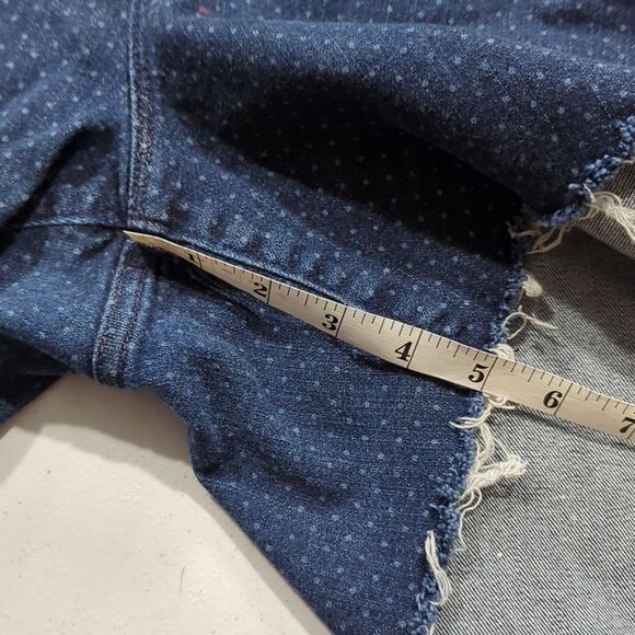 Lands' End Womens Shorts 24W Blue Polka Dot Cut Off Denim Shorts - Picture 12 of 12